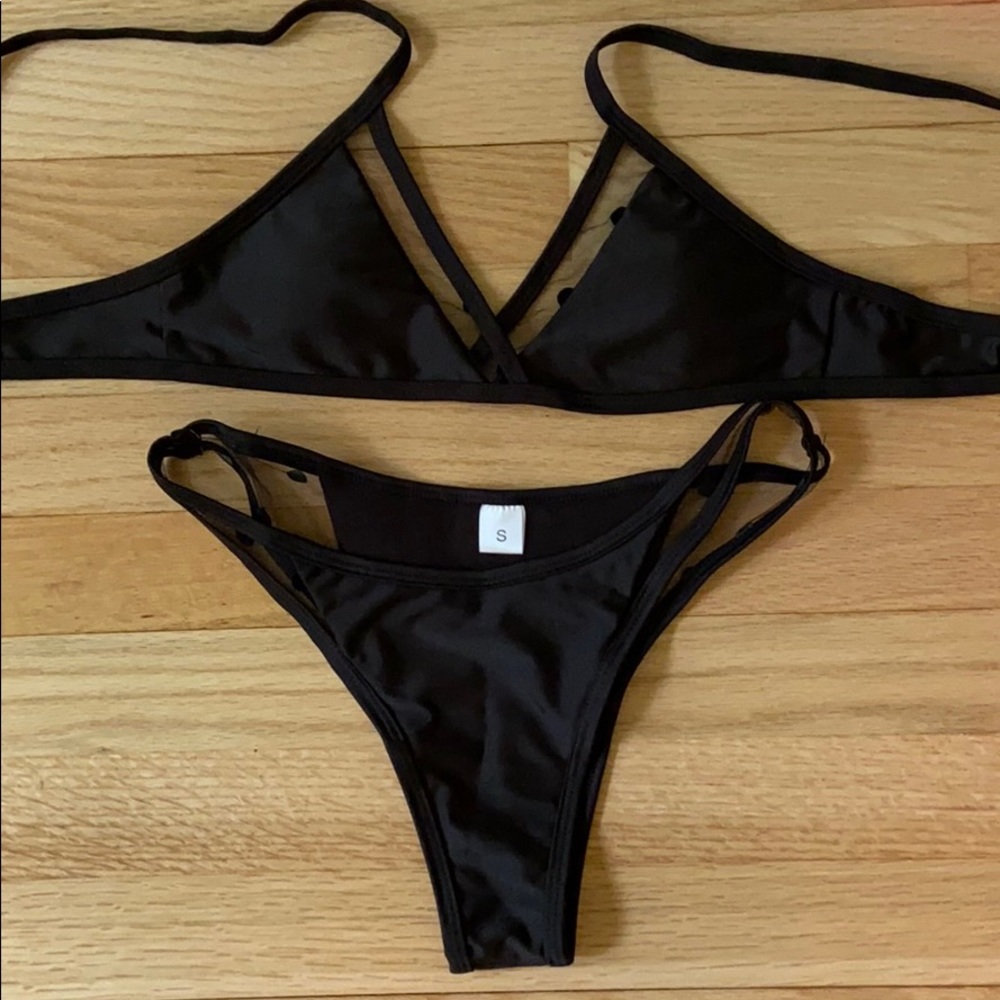 Black and polka dot bikini